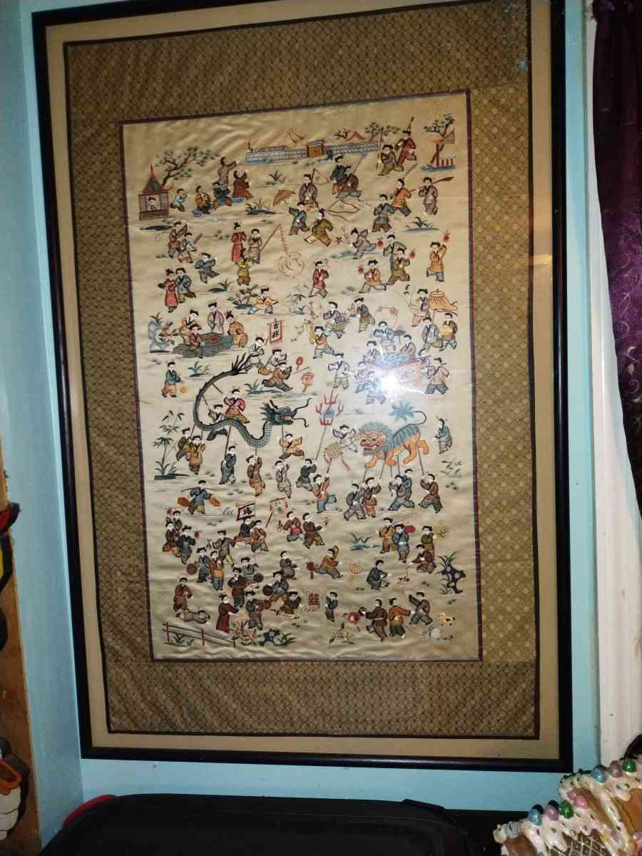 vintage Chinese silk tapestry