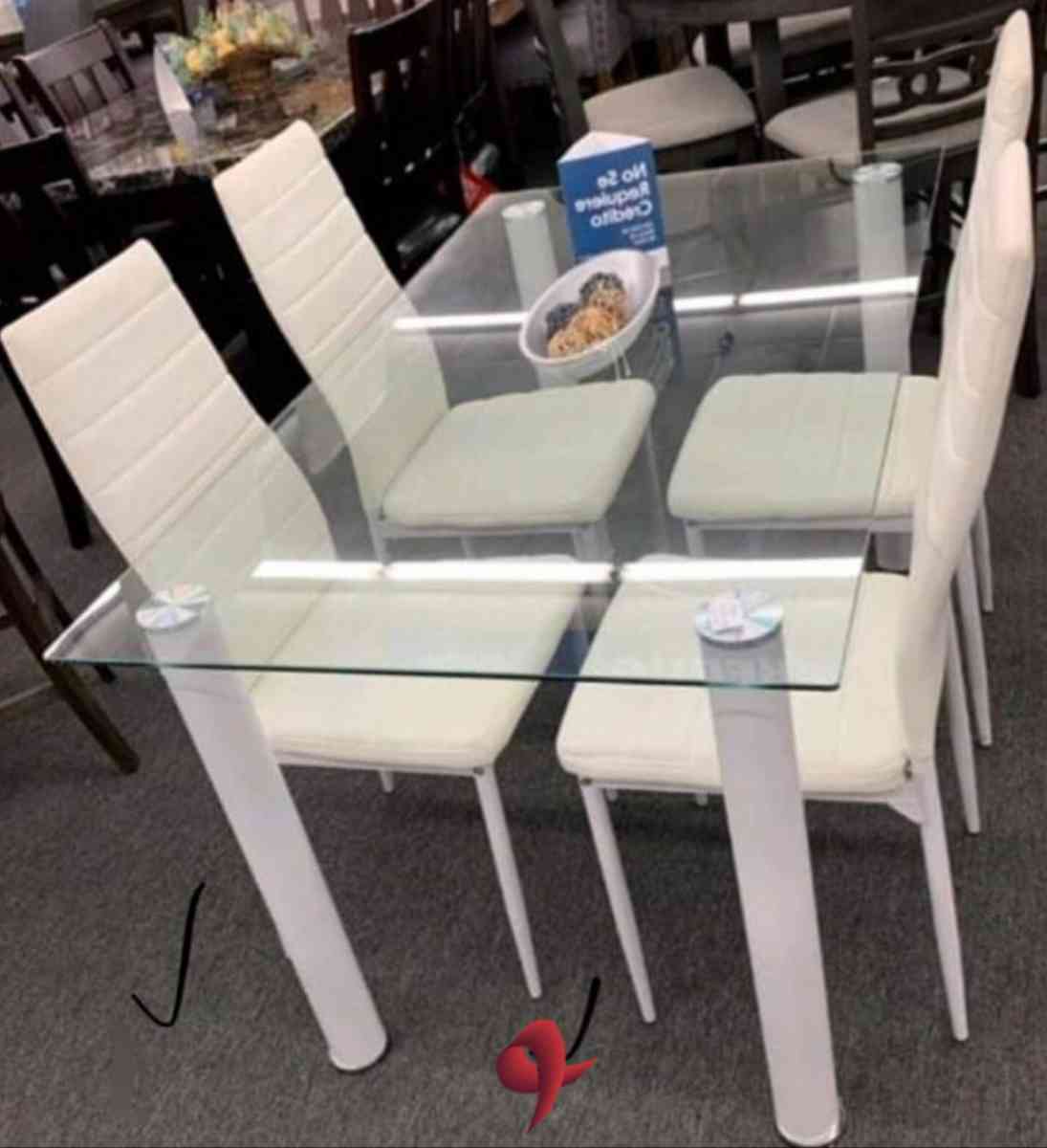 white dining room set table and chairs comedor