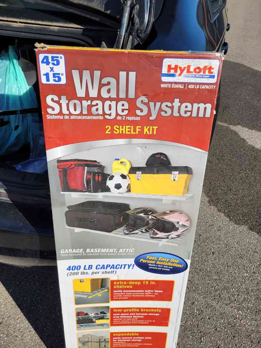 two shelf kit wall storage holds up to 400lbs