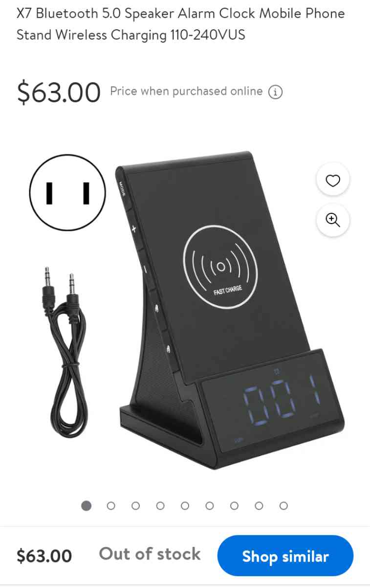 Bluetooth 50 Speaker Alarm Clock Mobile Phone Stand Wireless