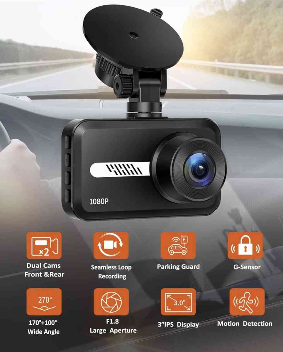 dash camera with front and rear camera accident lock
