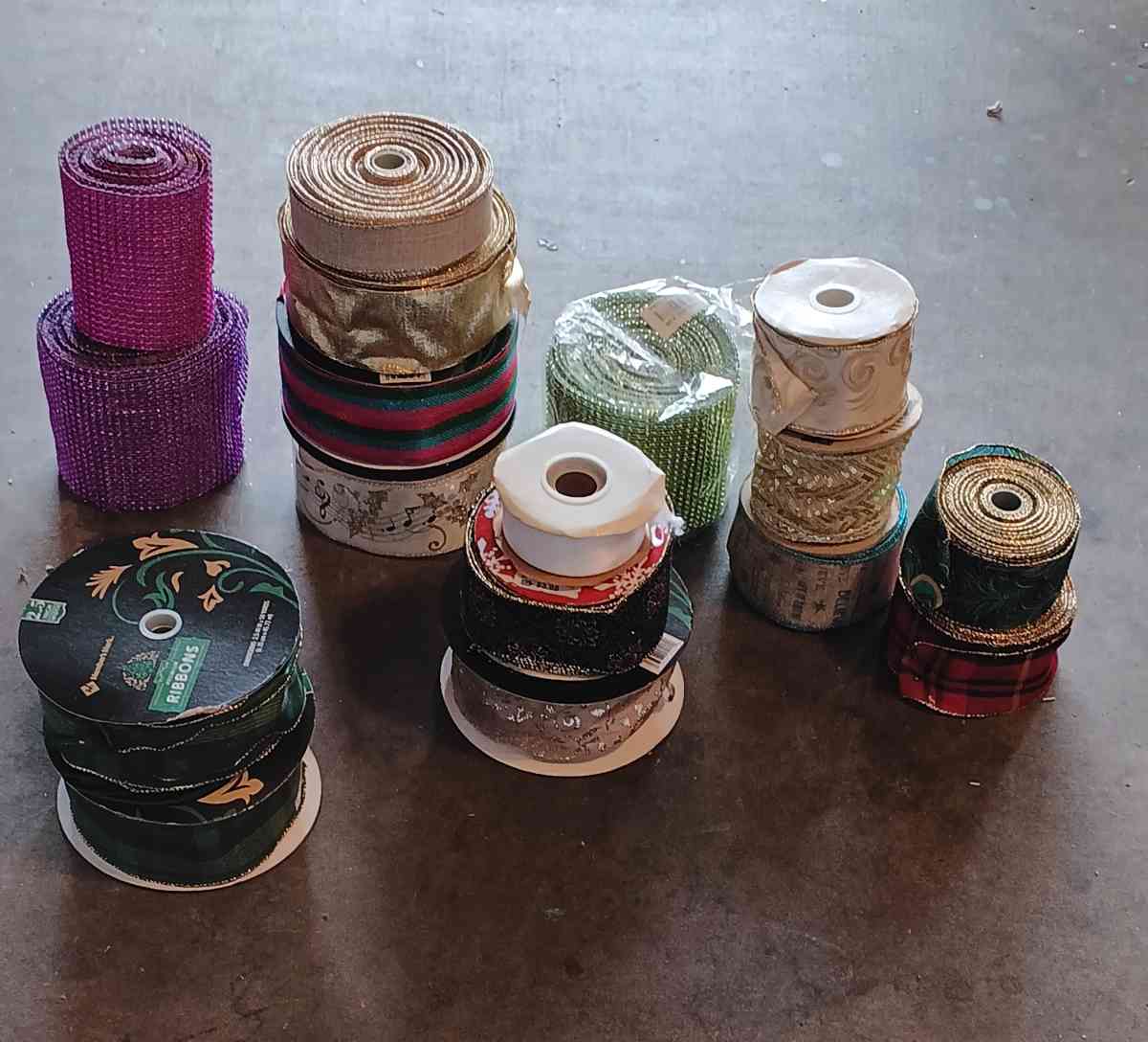 17 rolls of ribbon for diy projects