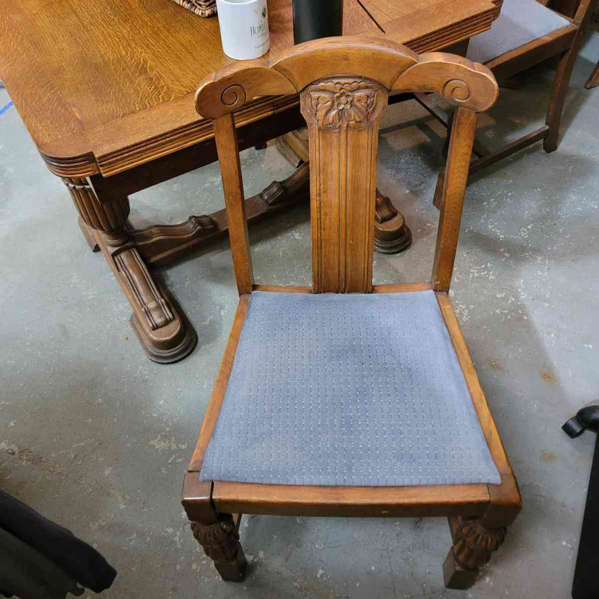 1930s solid  oak table and chairs