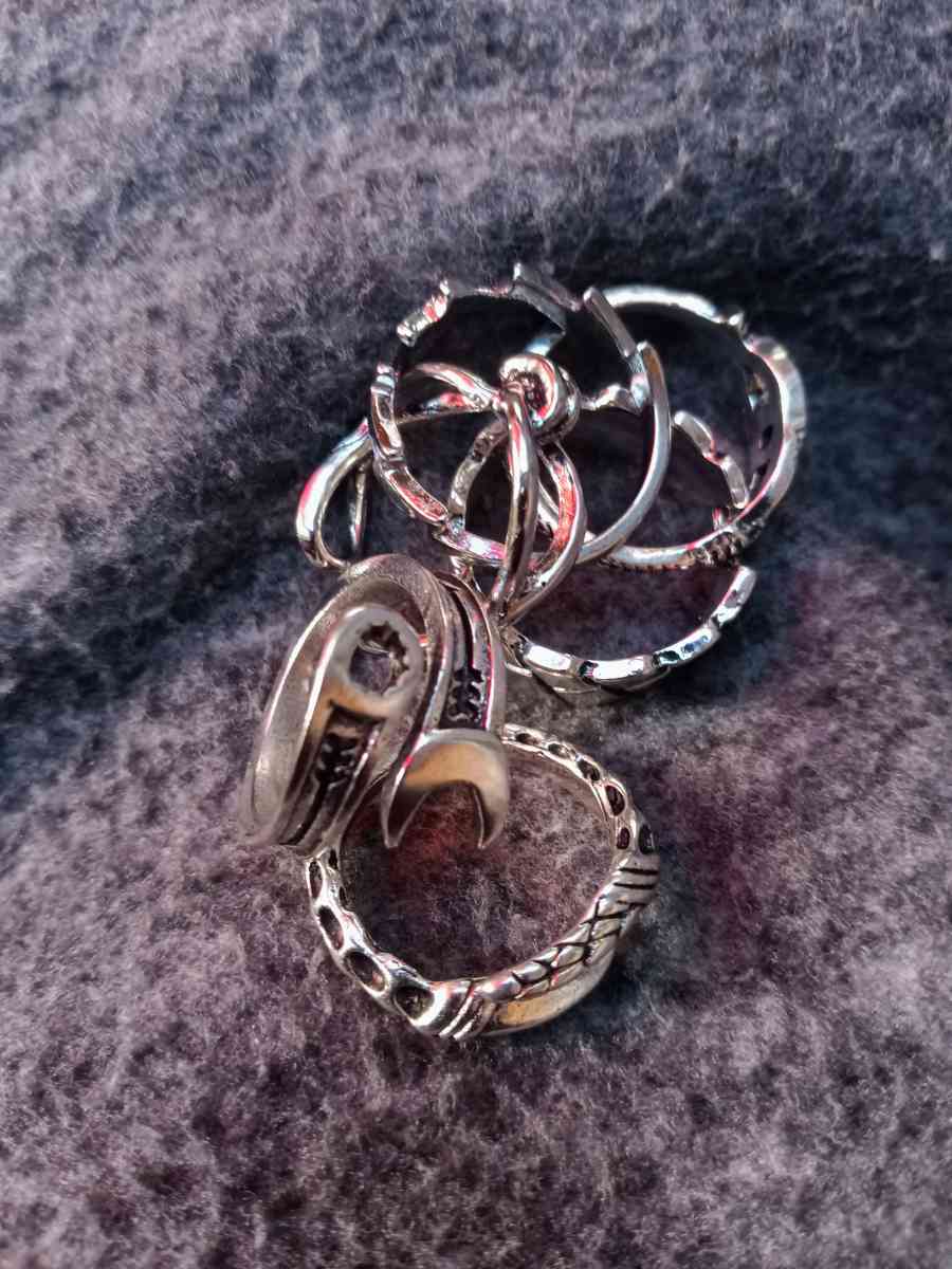 mens ring set silver costume