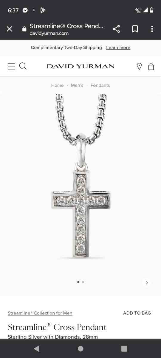 dy sterling silver cross necklace with diamonds