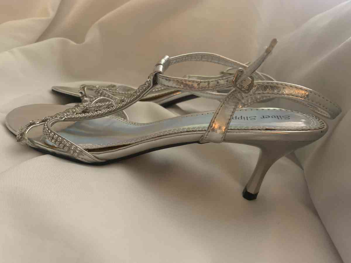 silver slipper heels