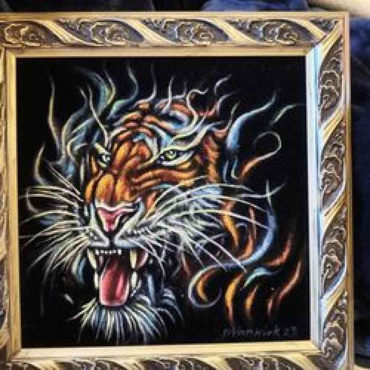 Velvet Tiger Painting in frame