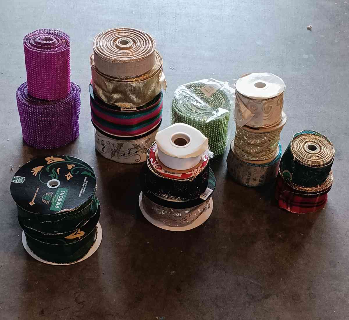 17 rolls of ribbon for diy projects
