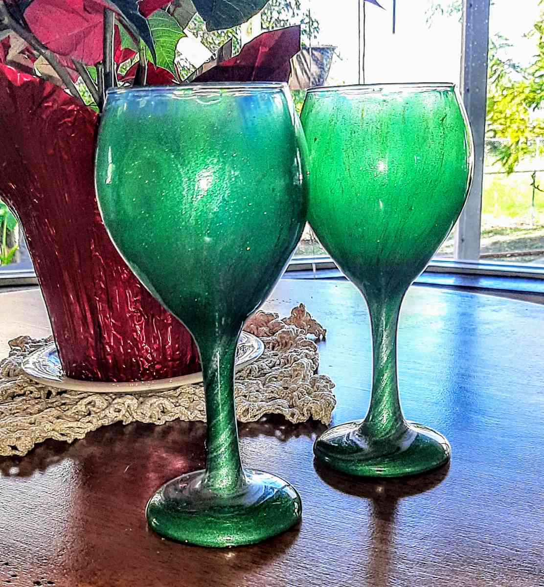 Wine Glasses Artistically Covered in Permanent Resin