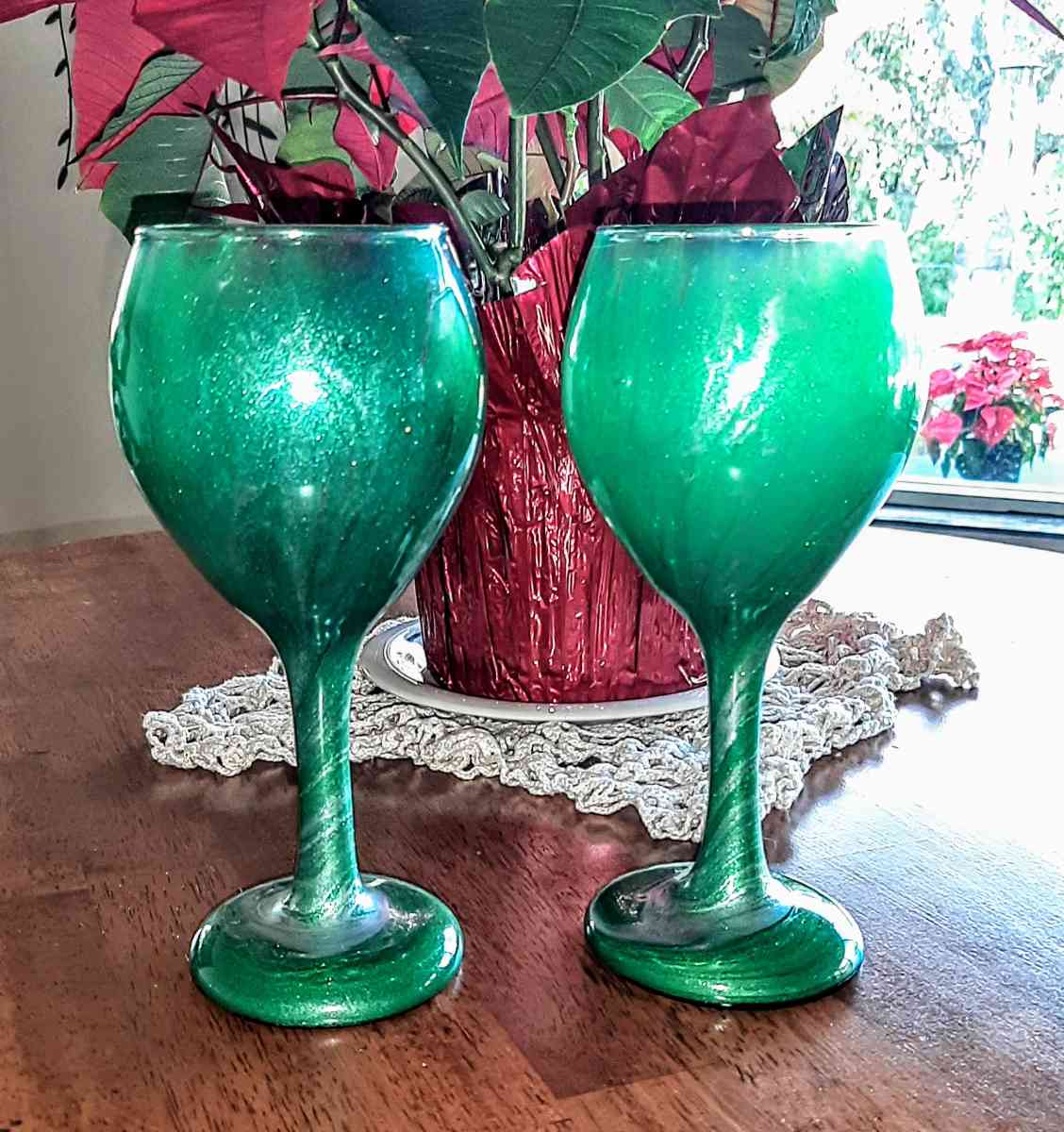 Wine Glasses Artistically Covered in Permanent Resin