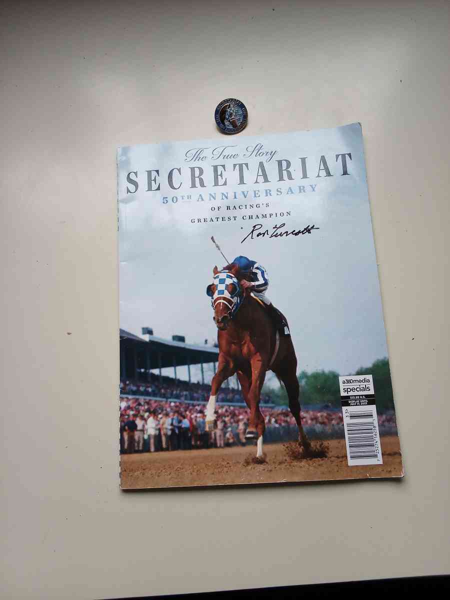 Secretariat 50 th anniversary book and pin