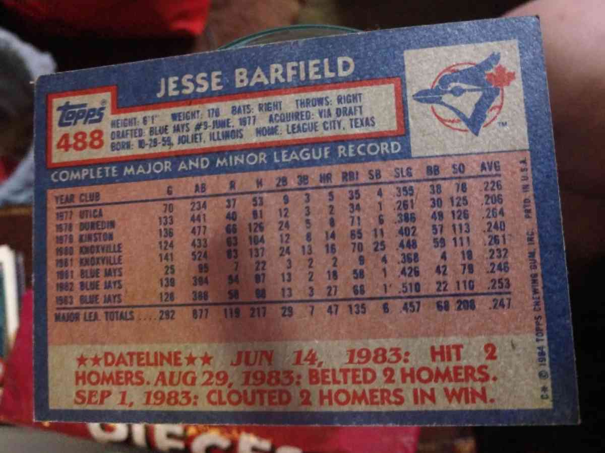Jesse Garfield Baseball Card