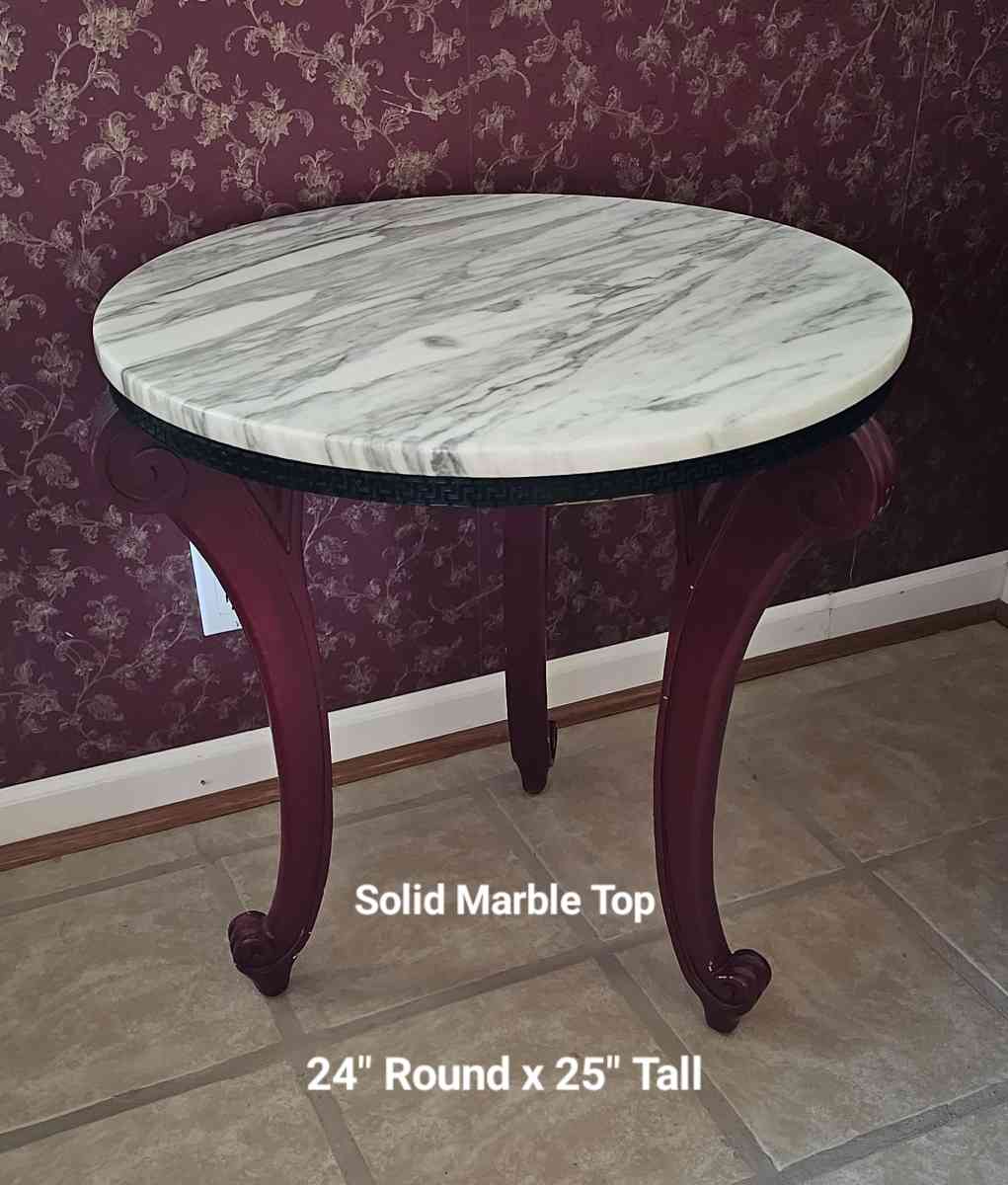 Solid Marble Top Table with wood legs