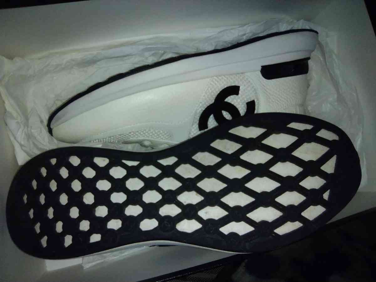 New Chanel Calfskin Mesh and Suede Calfskin White Shoes