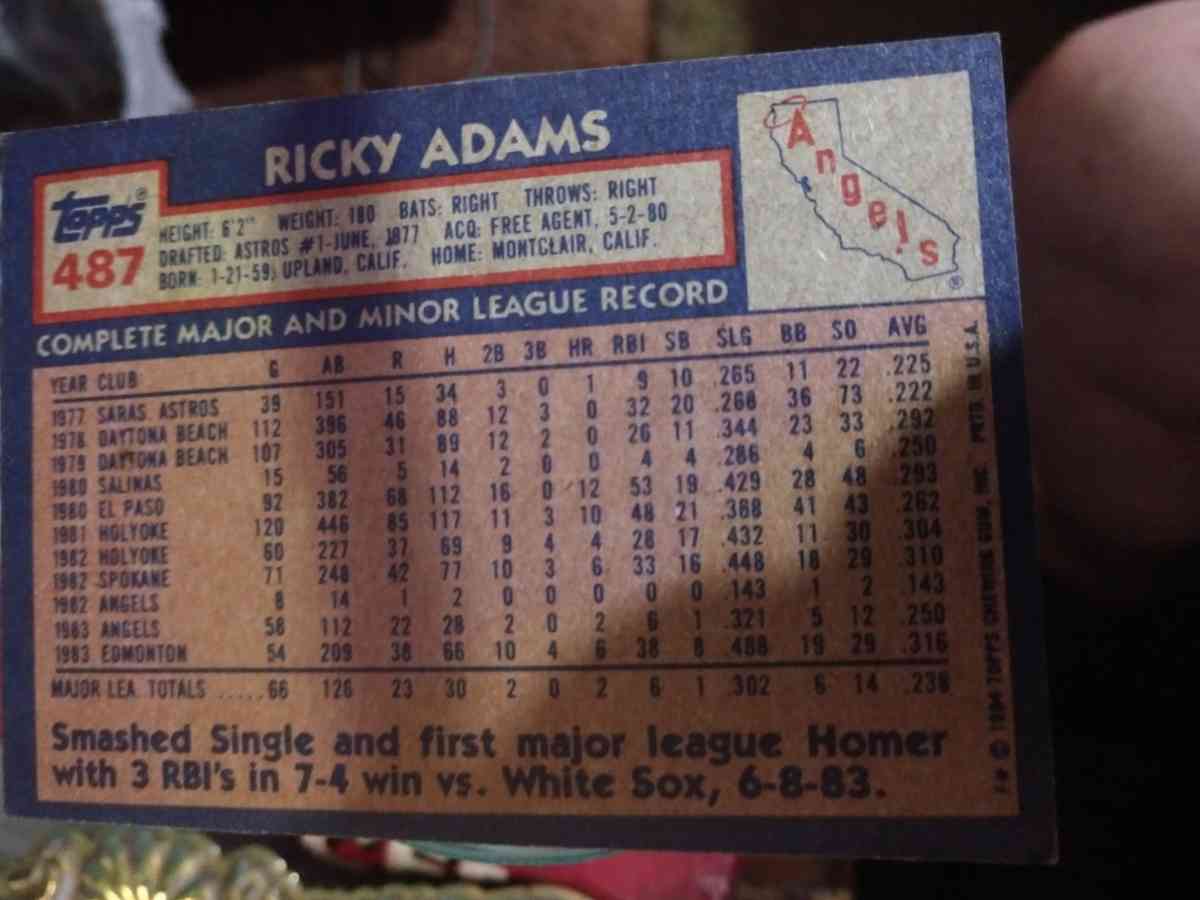 Ricky Adams Baseball Card