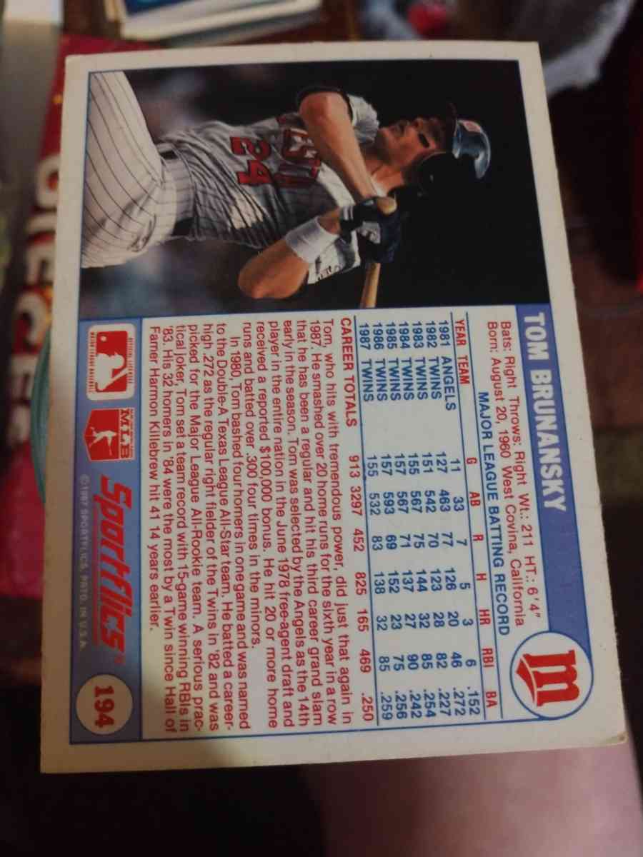 Tom Brunansky Baseball Card
