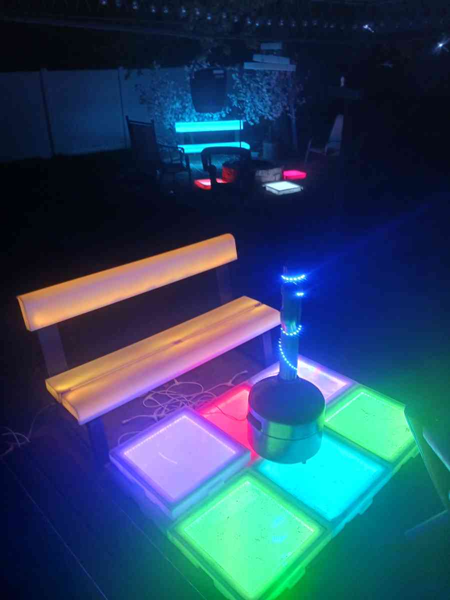 LED light up benches floor placements and chandelier