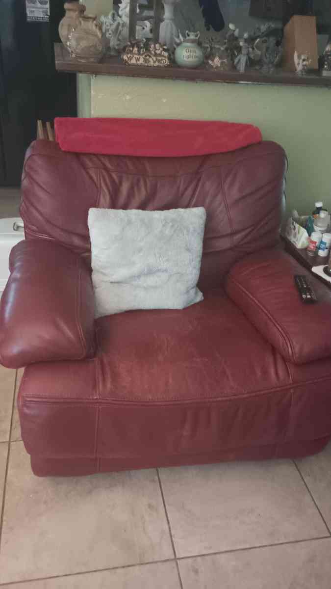 red leather recliner end table sofa