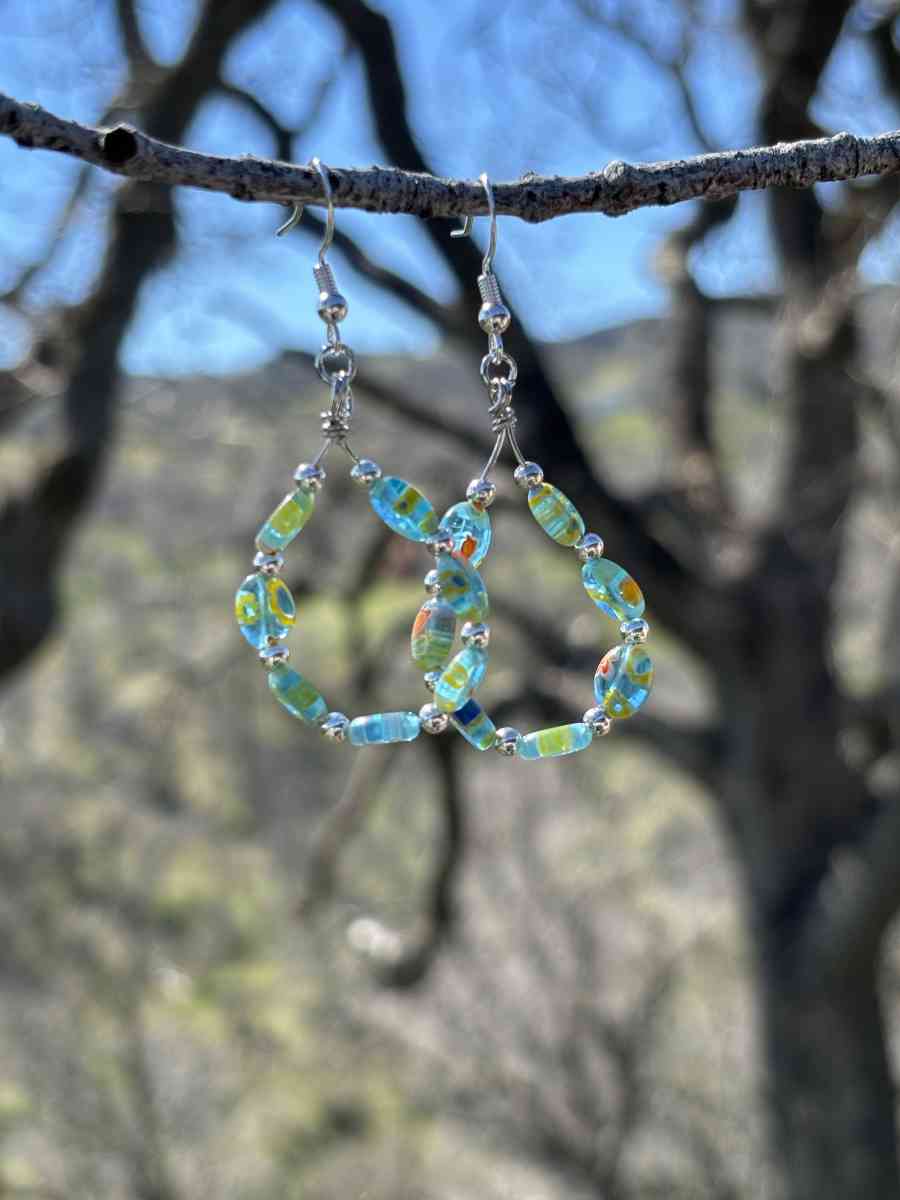 Glass beaded dangle earrings