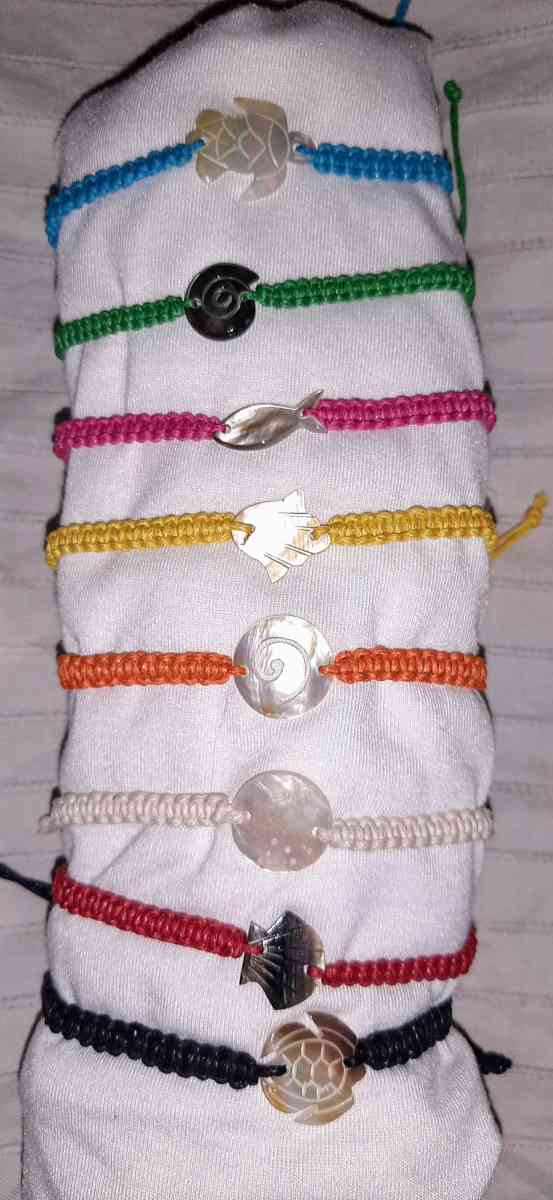 Woven Friendship Bracelets with Etched Shells
