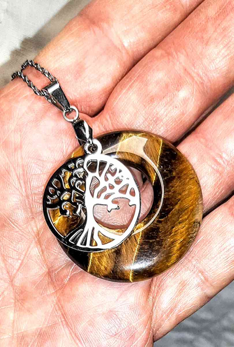 Natural Tiger Eye Tree Of Life Necklace