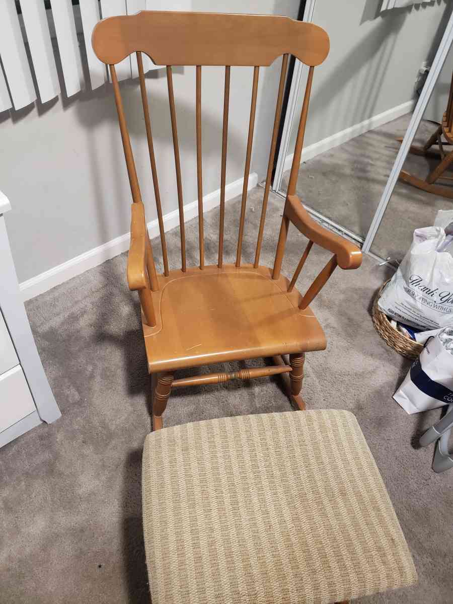 wooden rocking chair with foot stool