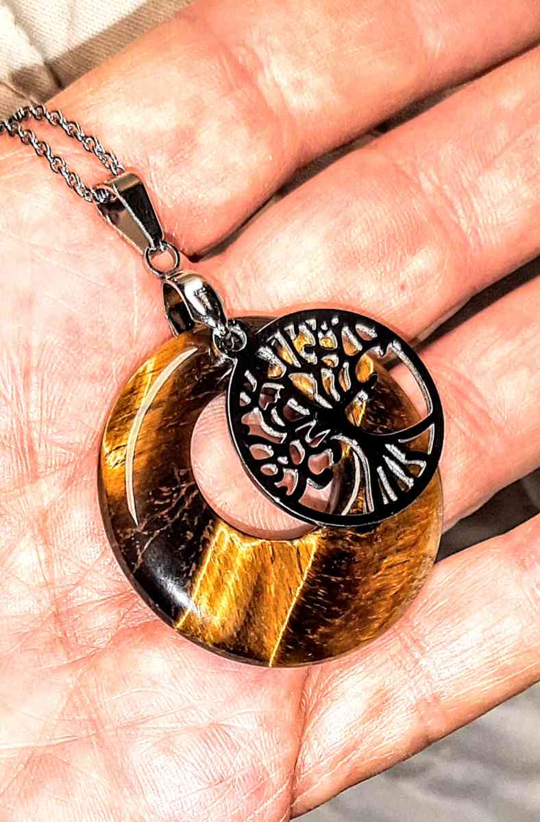 Natural Tiger Eye Tree Of Life Necklace