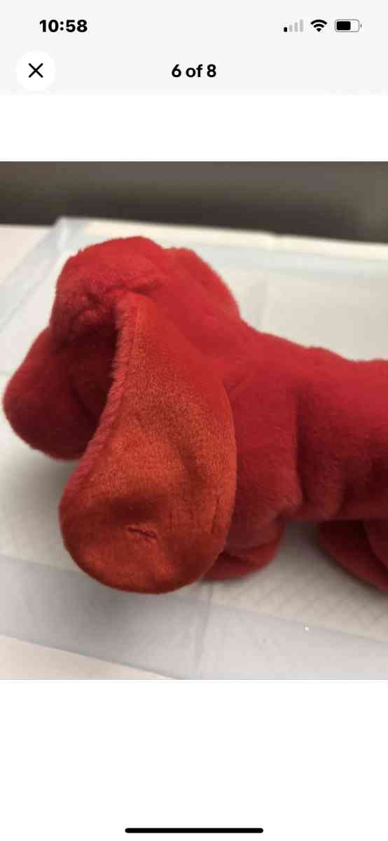 Ty Rover the red dog beanie buddy  error left ear backwards