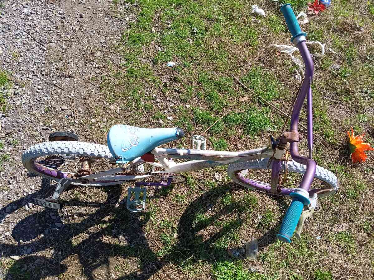 little girl bike that has been sitting for a few years now