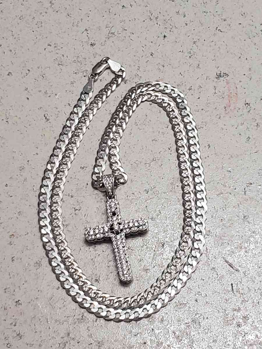 26 inch Sterling Silver Chain with Cross Charm