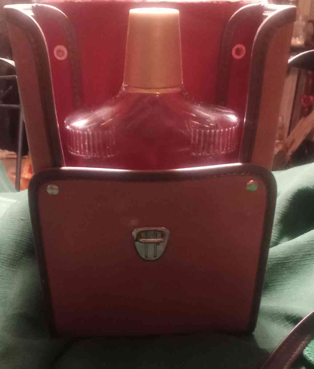 Vintage Old Charter Binocular Bottle w Leather Case