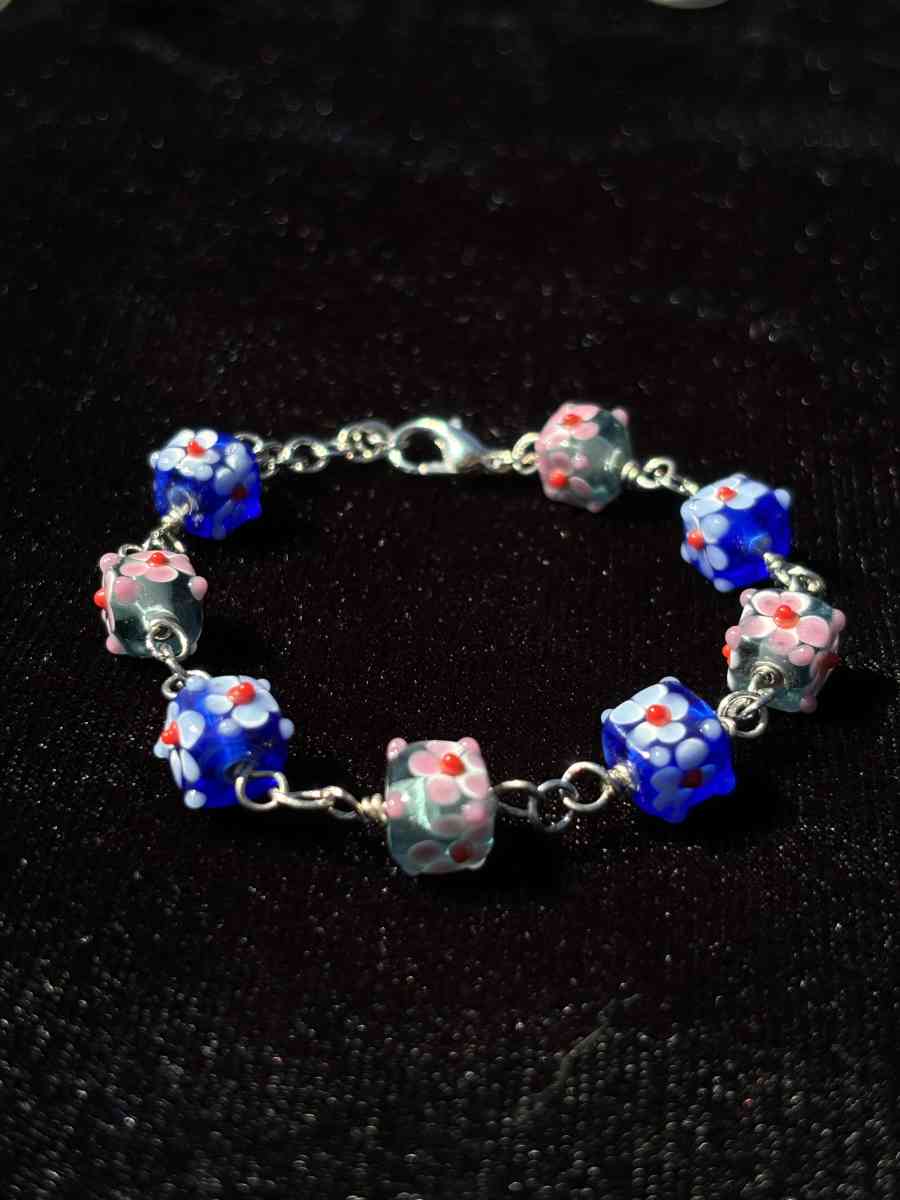 Handmade textured glass bracelet