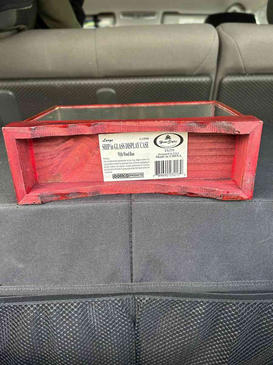 SHIP IN GLASS DISPLAY CASE WITH WOOD BASE - Hackensack, New Jersey - FleaMarketBay