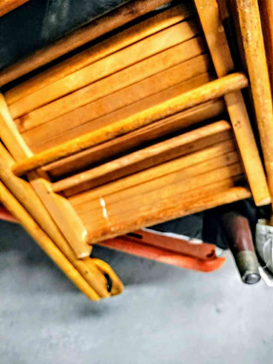 Vintage Antique Childs Kids Wood Wooden Slat Folding Chair