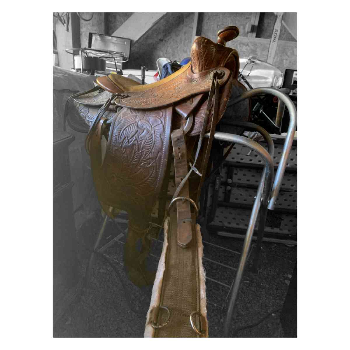 horse saddle and stand