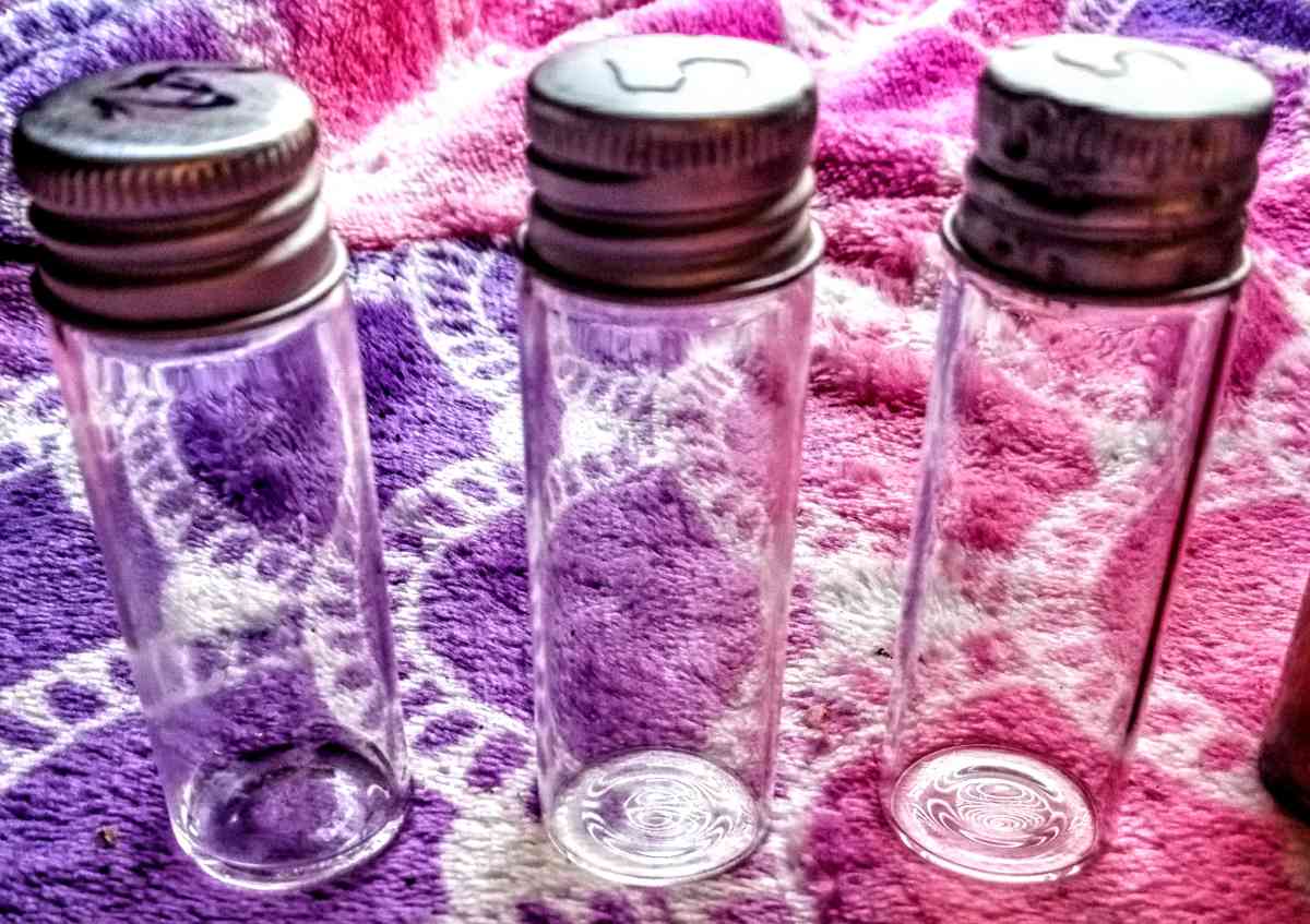 6 Colored and Clear Bottles