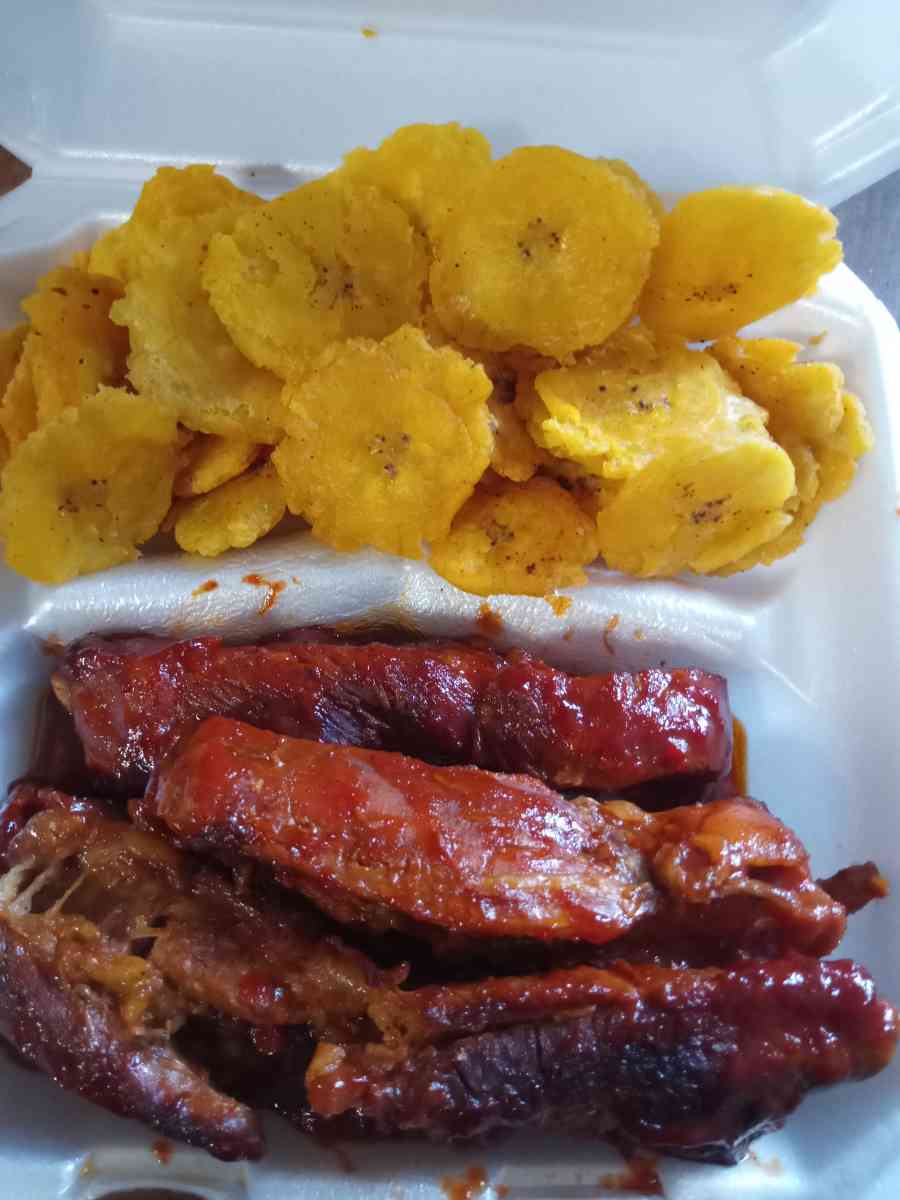 barbecue ribs and Plantain please call advance before the ti