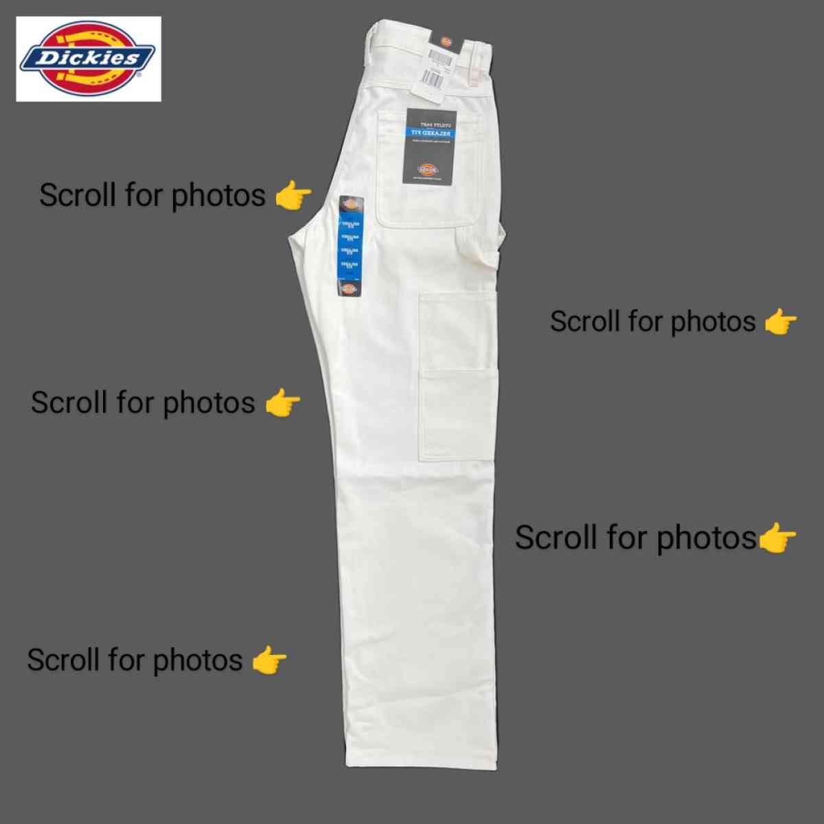 Dickies White Relaxed Fit Carpenter Jeans MENS SIZE 3232