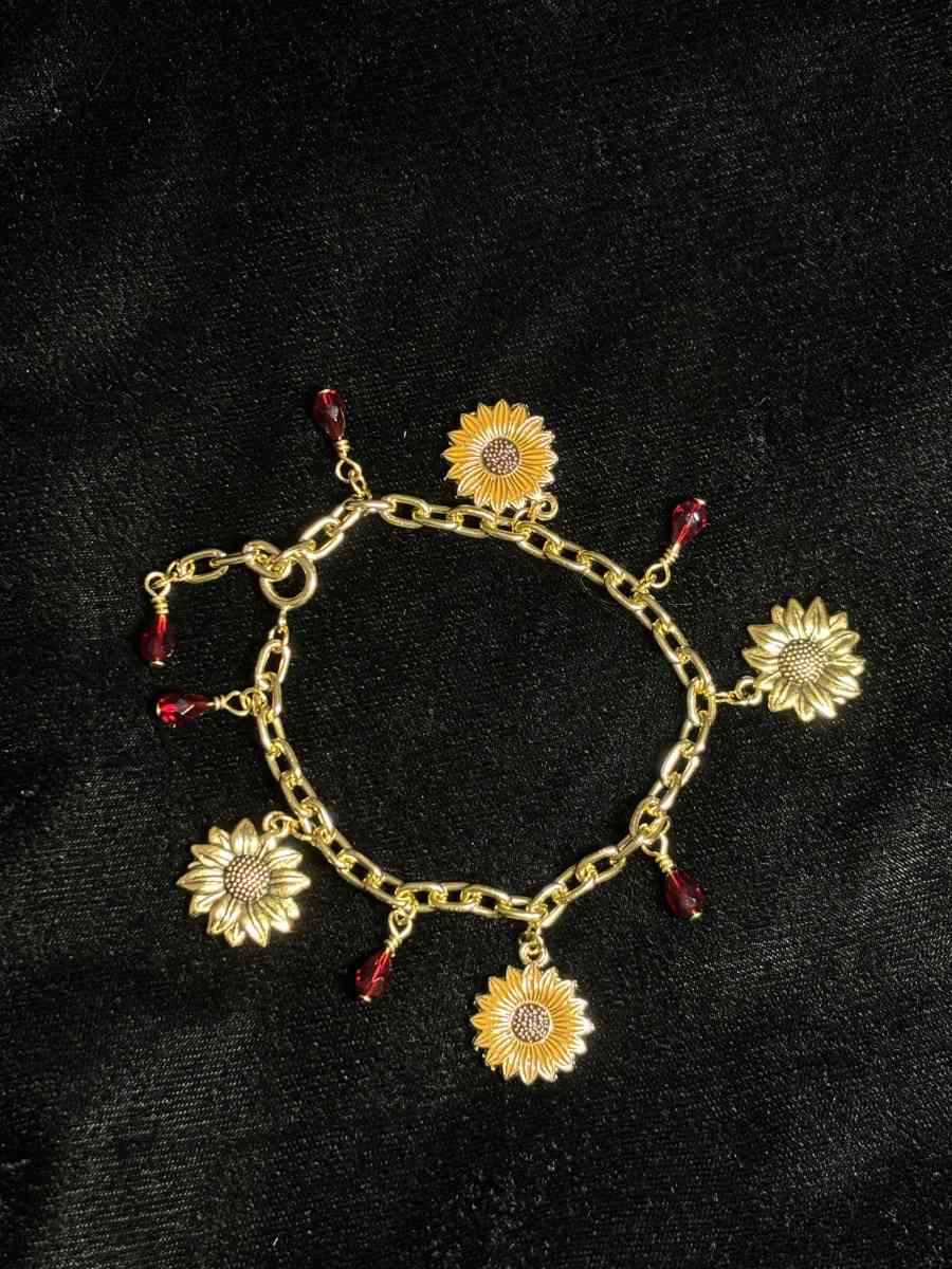 Summer wine and sunflowers charm bracelet