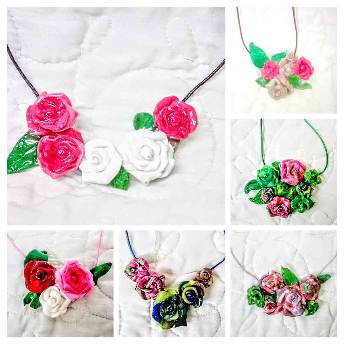 Handcrafted One of a kind Original Rose Statement Necklaces