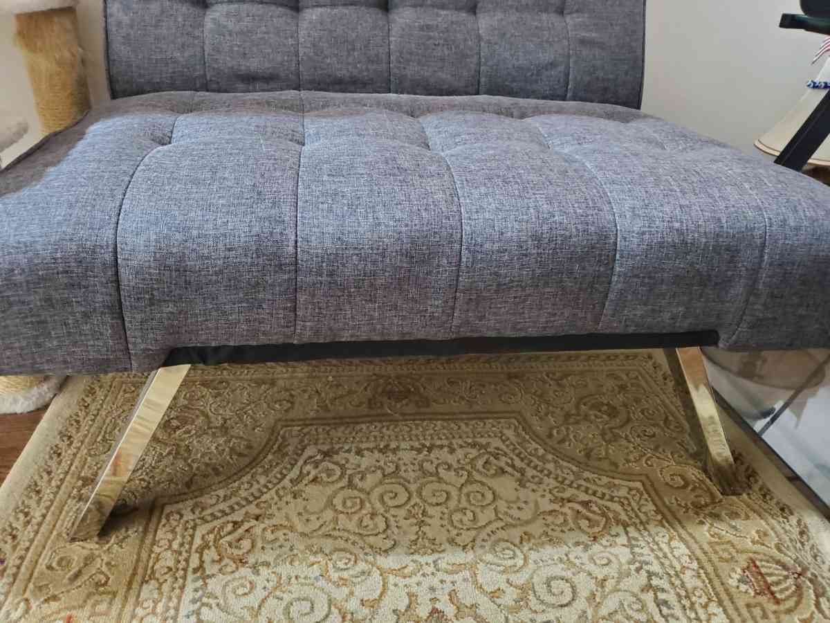 small sofa with rectangular storage ottoman