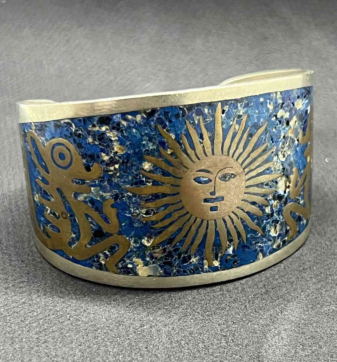 Beautiful Old Vintage Mixed Sliver Blue Painted Bangle