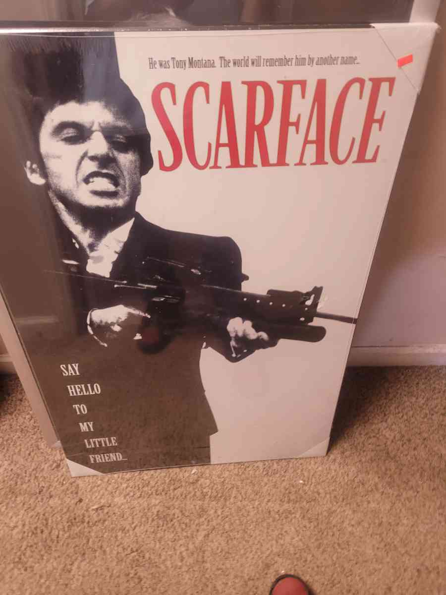 Scarface poster w wood backing