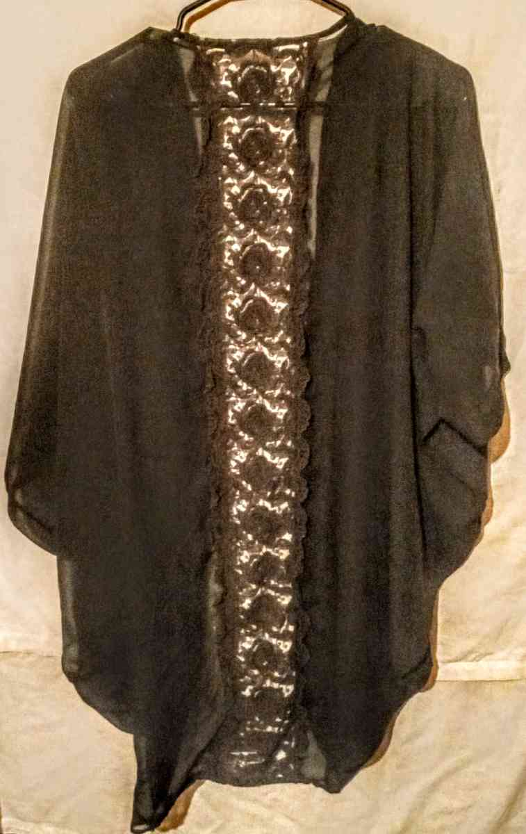 JellaCouture Black Sheer Lace Cover Up