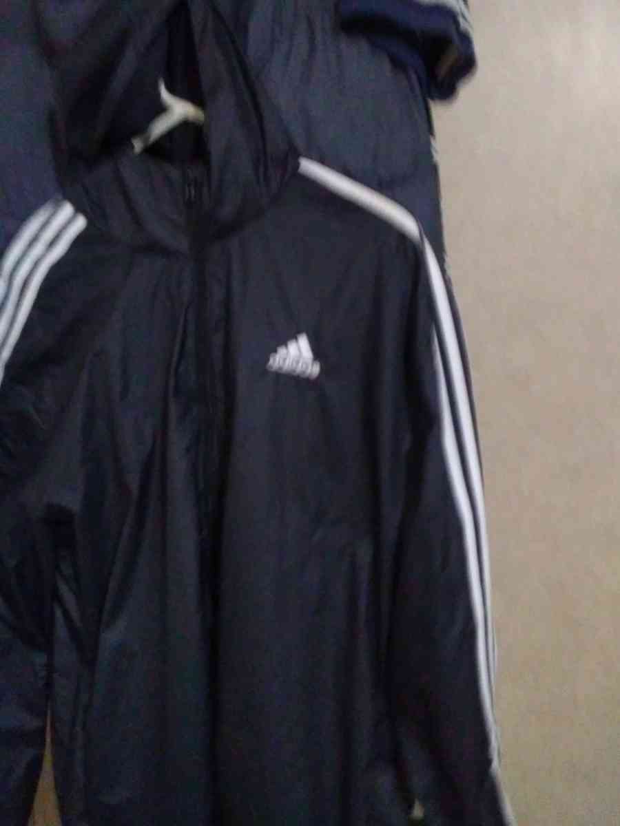 mens Adidas hoodie rain jacket large