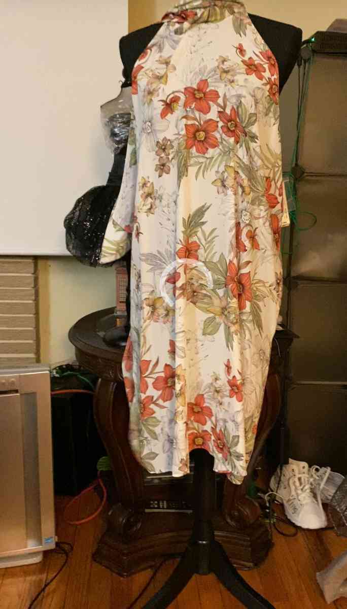 Worthington Sleeveless Summer Ivory Floral Polyester Dress S