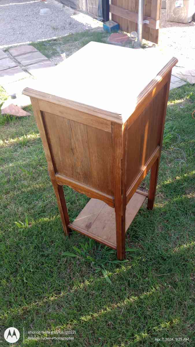 Antique small cut and wash kitchen table with marble slab