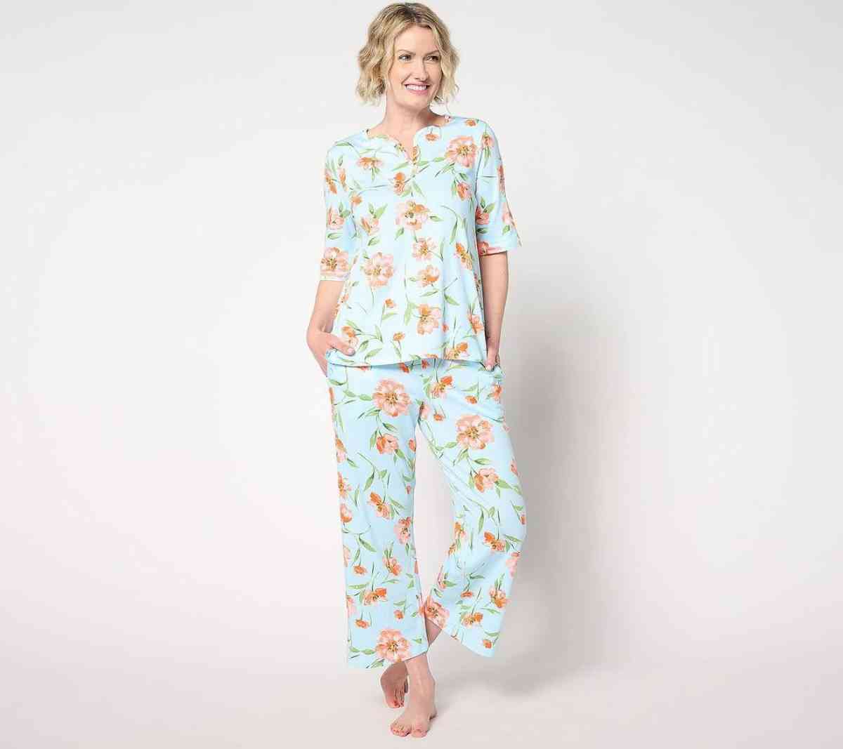 Carole Hochman full Sleeve Top and Wide Leg Crop Pant Sleep