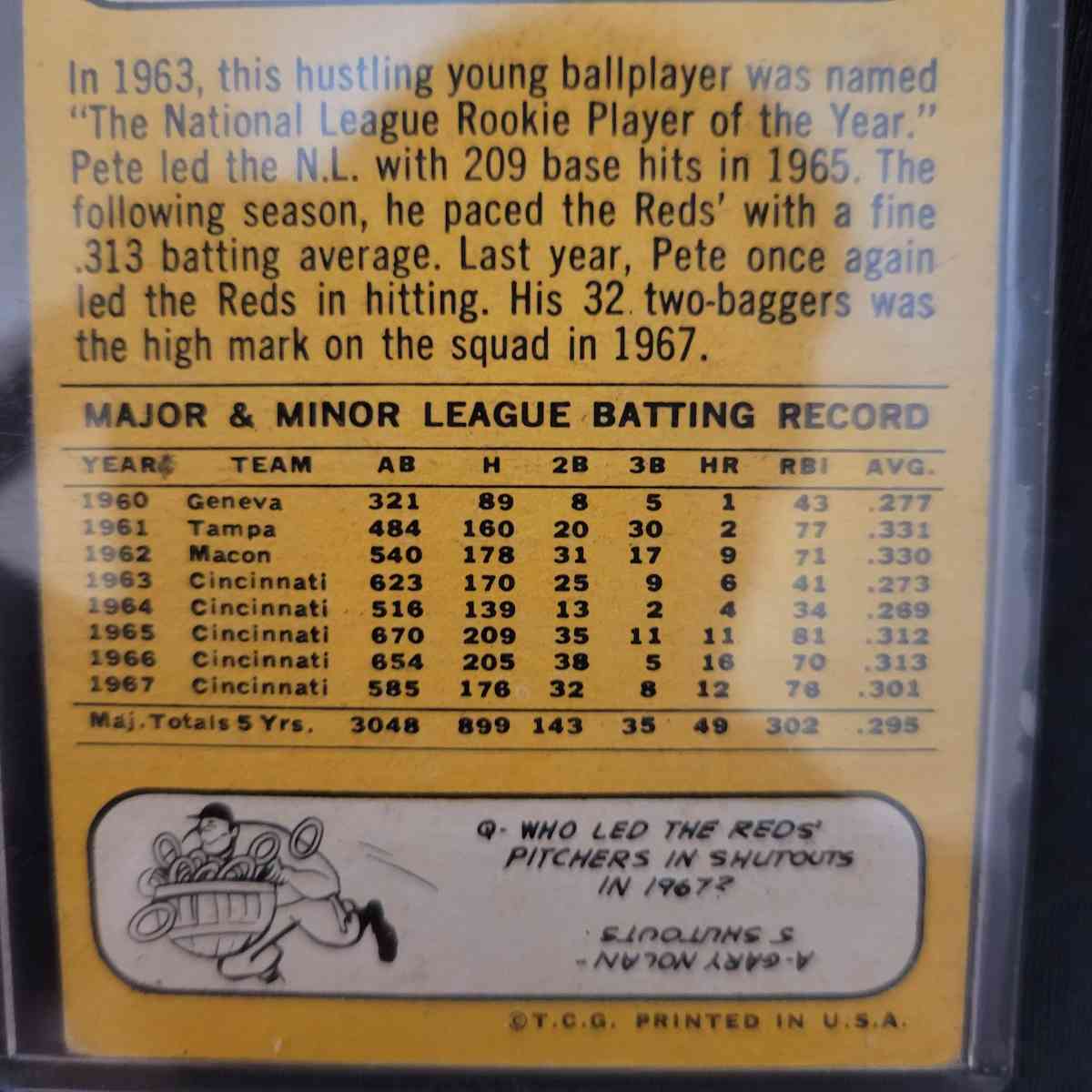 pete rose topps 1968 card