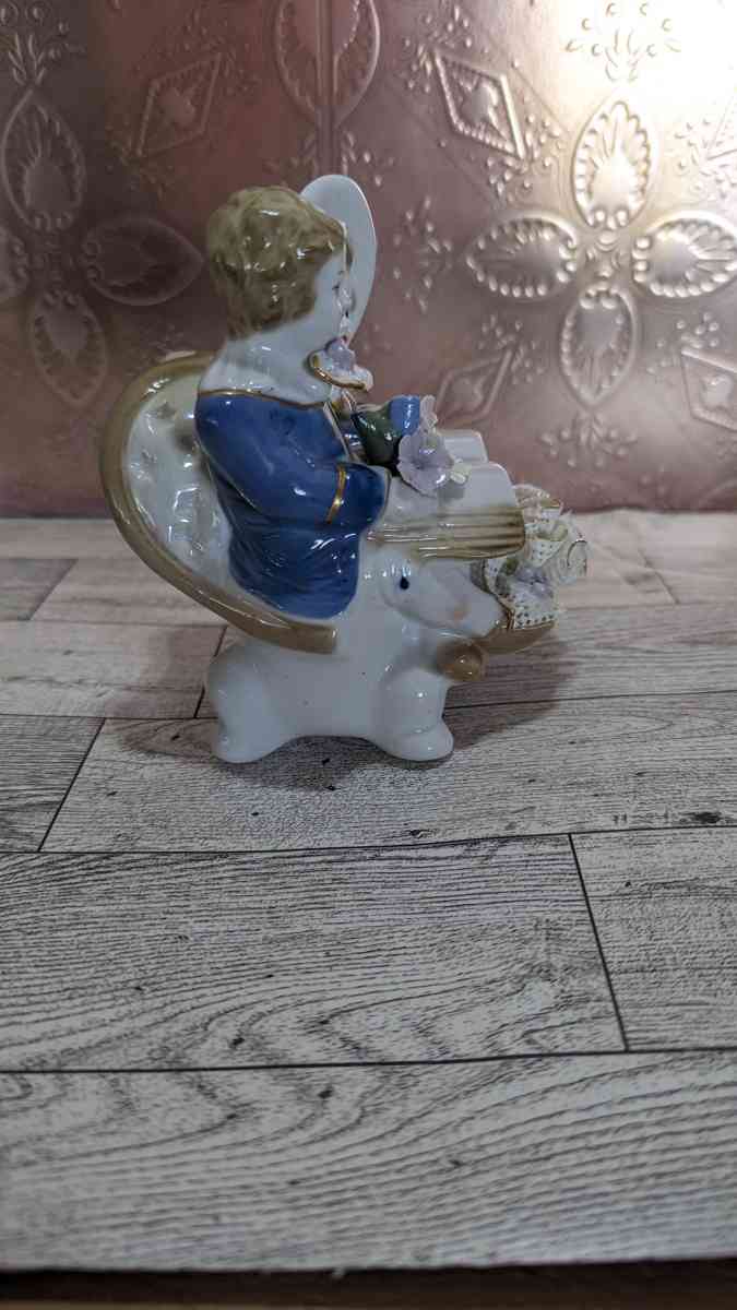 Antique Boy and Girl Reading a Large Bible Book